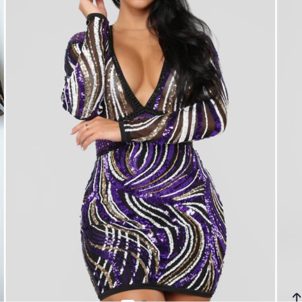 Purple Sequin Dress - Picture 2 of 4
